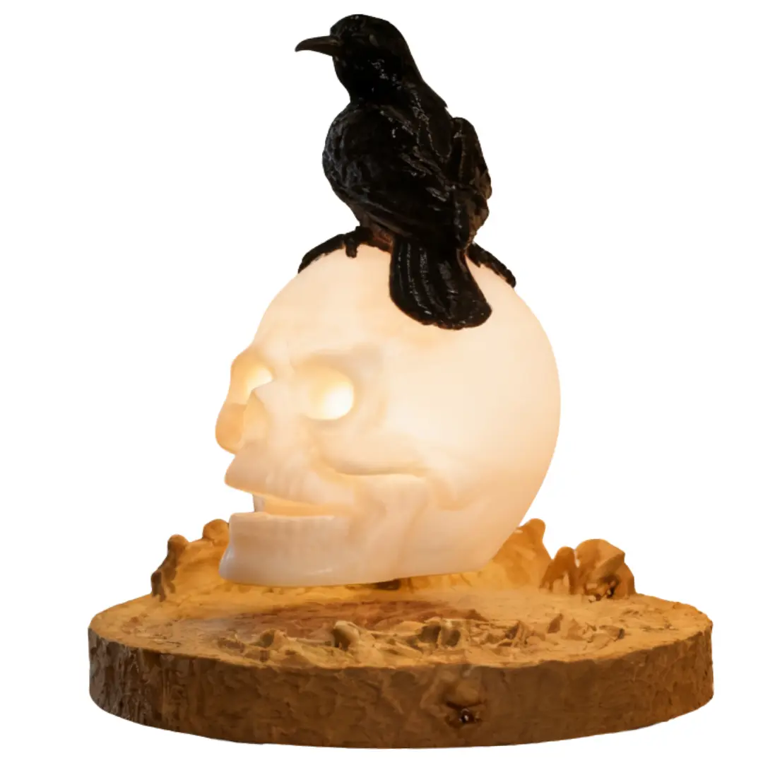 MAGECMOON Magnetic Levitation Skull Halloween Limited Edition Floating Luminous Skull Ornament 3D Printing Theme Event Scene Layout Night Light LED Horror Atmosphere Decoration Holiday Gifts for Girls and Boys Children’s and Father’s Day Gifts