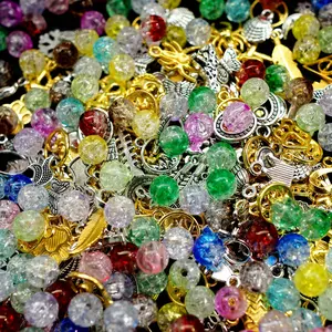 One Box Random alloy Charm and Mixed Beads - Vibrant Golden Pendant Charms for Creative DIY Jewelry Making, mixed Colors, Special Beaded Decorative Accessories for Unique Fashion Statements