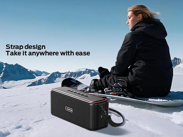 Monster Shock Pro Bluetooth Speaker with Strap, 80W Loud Speaker with Deep Bass, Portable Wireless Speakers with TWS, Long Playtime & Waterproof for Outdoors/Indoors, Supports AUX/TF Card/USB Audio
