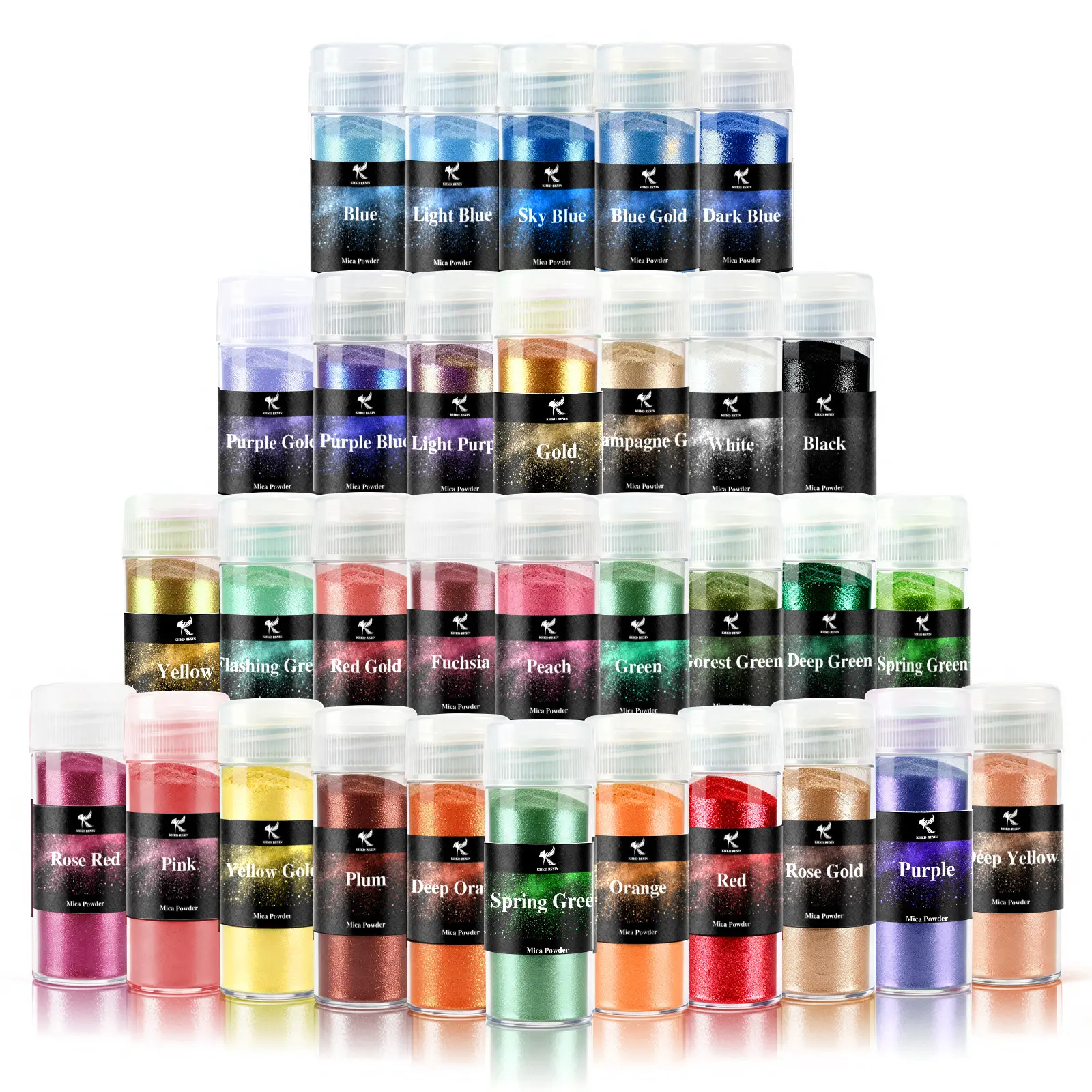 KHKD 32-Color Natural Mica Powder, Shimmer Pigment for Epoxy, UV Resin, Art Materials, Crafting Supplies, Candle Making, Soap, Slime and DIY Projects