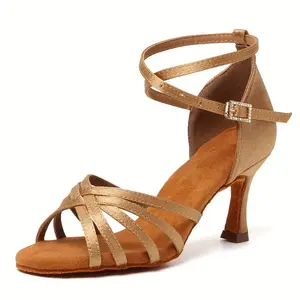 Indoor Latin Dance Shoes with Suede Sole, 7.5cm Dance Heels, All Seasons Sports Footwear