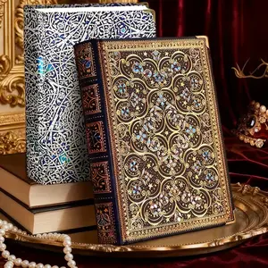 Vintage Hardcover Notebook, Thicken Design, 365-Day Blank Pages Diary, Leather-Toned Cover, Fluorescent Hot Stamping, Perfect Gift, Diamond Studded Notebook