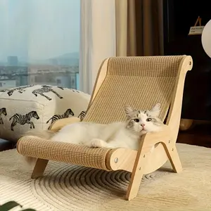 Cat Chair, Elegant Rocking Lounge Chair with Durable Sisal, Multi-Functional Pet Scratch and Rest Bed for Cats, Sturdy Decorative Furniture Balcony Bedroom Garden Indoor Outdoor Use
