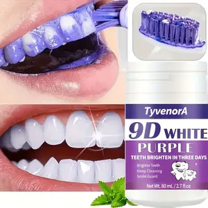 9D Teeth Powder - Fast-Acting 3-Day Results, BPA-Free & Alcohol-Free Gel Formula, At-Use Sensitive Teeth & Gums Whitener, No Harsh Chemicals, for a Brighter Smile (Powder)