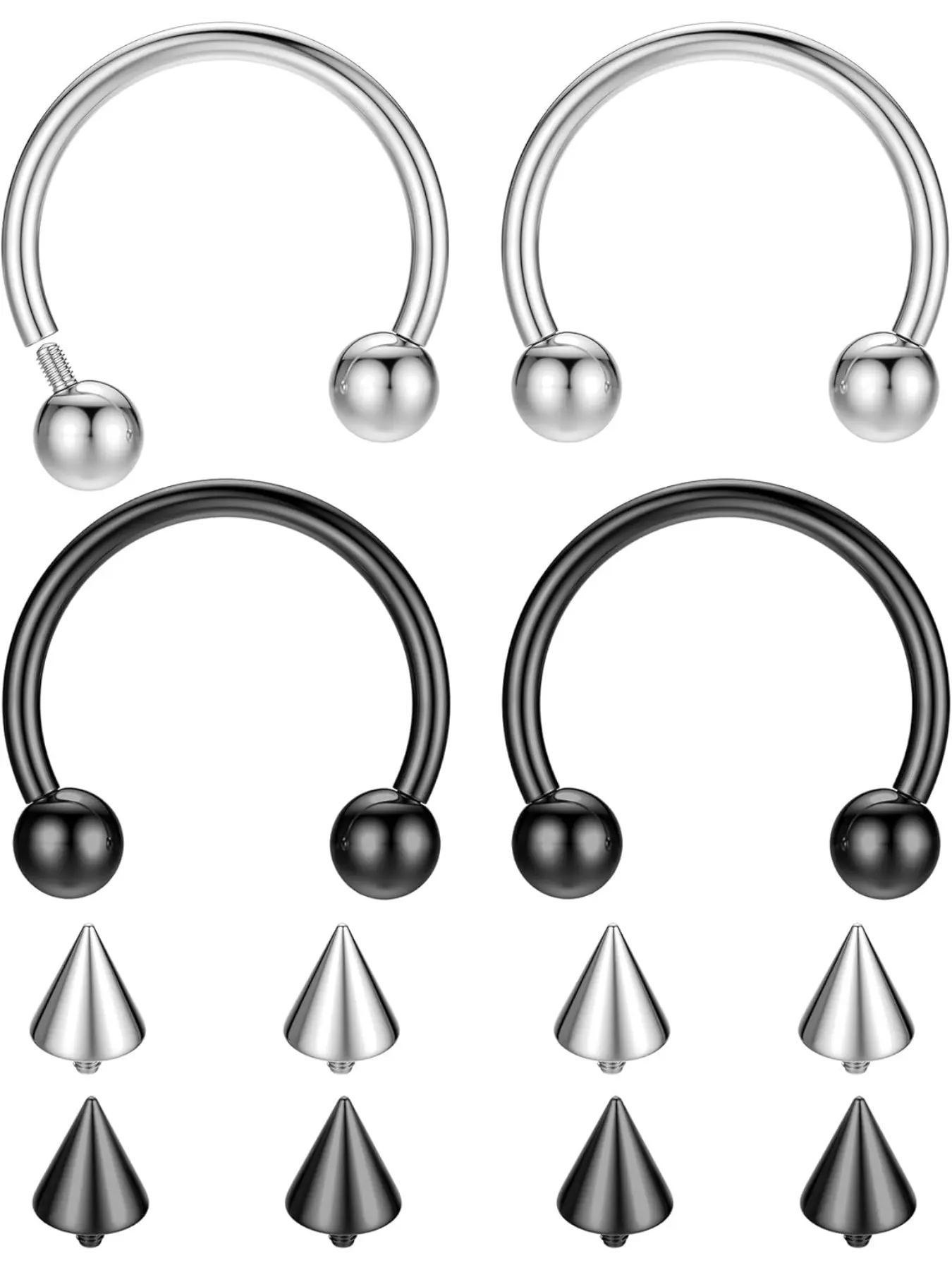 16G G23 Titanium Horseshoe Septum Rings Internally Threaded Nose Rings Hoop Helix Daith Cartilage Tragus Earrings Nipple Eyebrow Body Piercing Jewelry Helix Pierced Ring Titanium Nose Hoops