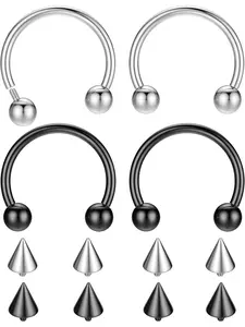 16G G23 Titanium Horseshoe Septum Rings Internally Threaded Nose Rings Hoop Helix Daith Cartilage Tragus Earrings Nipple Eyebrow Body Piercing Jewelry Helix Pierced Ring