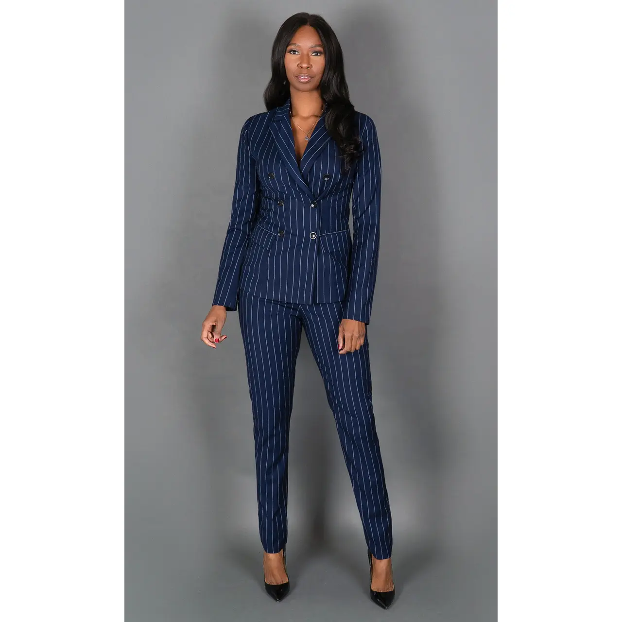 Blake Pinstripe Blazer - Navy