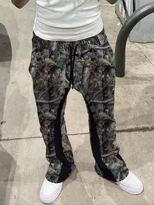 Men's Simple Print Drawstring Pants, Camo Sweatpants, Loose Camouflage Sportswear, Perfect Gift for Husband, Boyfriend, Knit Fabric, All Seasons