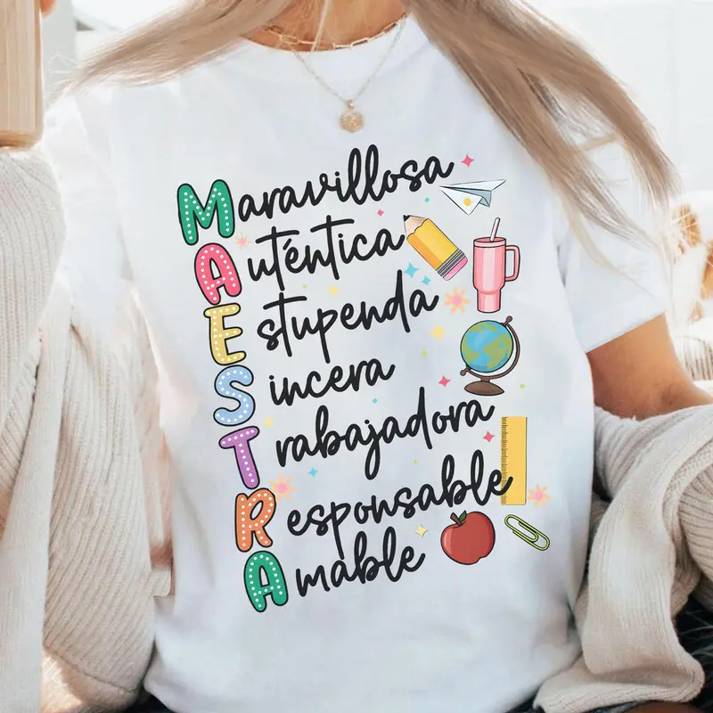 Retro Maestra Teacher shirt,Spanish Teacher Shirts,Bilingual Teacher Gift,Dual Language T-Shirt,Teacher Appreciation Shirts,Maestra Bilingüe Shirt