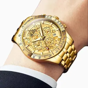 Boutique Brand Gold Watch Fake Hollow Dial Multi-Function Quartz Watch Men's Watch Men's Watch