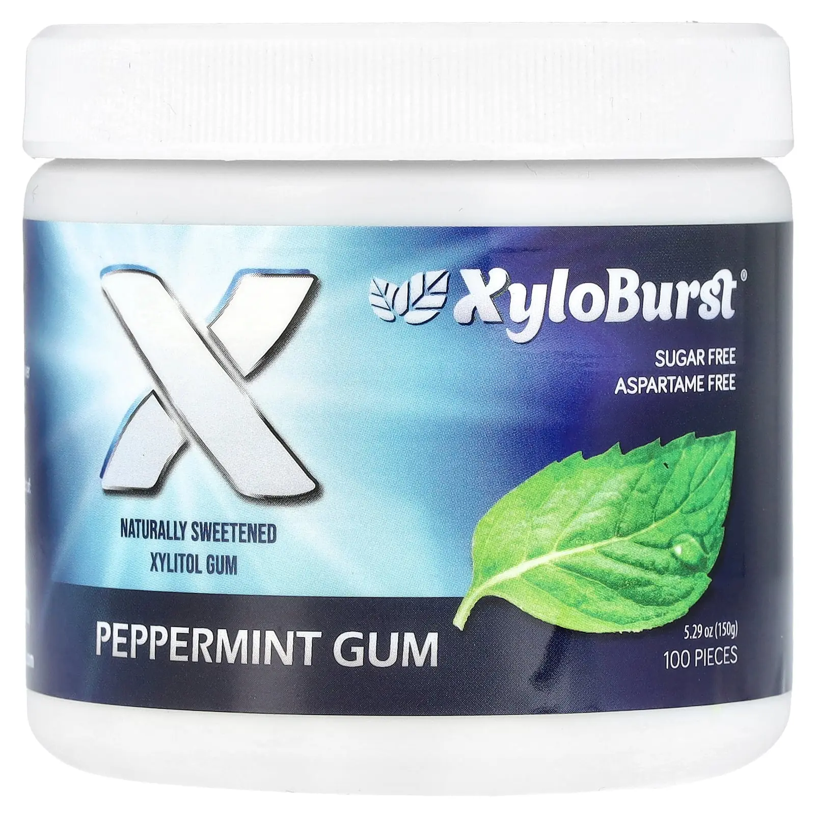 Xyloburst Xylitol Gum, Peppermint, 100 Pieces, 5.29 oz (150 g)