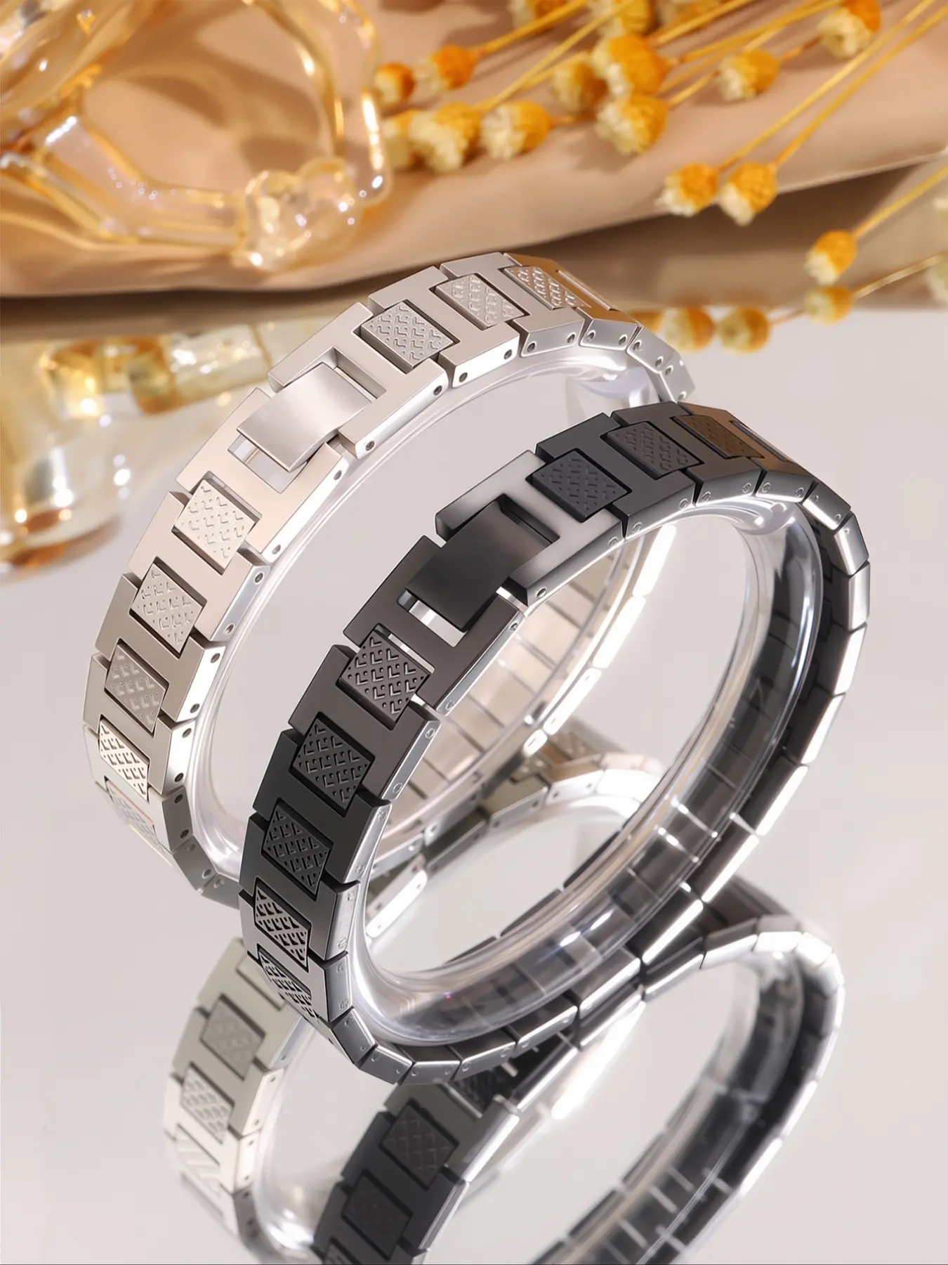 Men's Casual Classic Bracelet with Gift Box, Stainless Steel Wrist Bracelet, Fashion Jewelry for Party, Daily Clothing Decor, Fashionable Bracelet Style, Trendy All-match & Exquisite Jewelry for Birthday Gift, Trendy Bangle, Cuff Bangles Bracelets