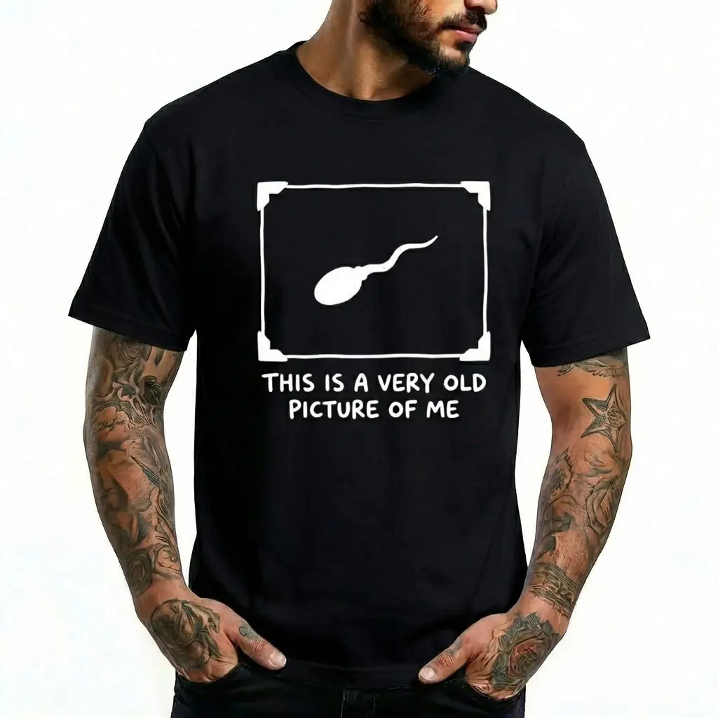 Funny Graphic T-Shirt, Unisex 'Old Picture Of Me' Sarcastic Science Joke Print, Casual Retro 100% Cotton Top with Round Neck and Shortsleeve