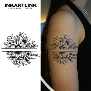 INKARTLINK Tattoo Tech, 2 Sheets Semi-PermanentTemporary Tattoos ,Lily,Adult Art Design,Lasts1-2 Weeks, Waterproof, Realistic Look, No Adhesive, NoReflection,For Man And Woman,Ideal for Swimming, Party