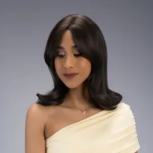 12.5-Inch Solid Soft Neutral Brunette (Super-subtle Warm Highlights) Lightly Wavy End Curls Synthetic Wig | 【Heat Resistant】【Cap Included】 | #3 @3 51FSGB