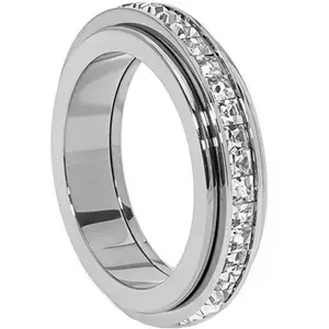 Anxiety Rings Titanium Steel Spinner Fidget Band Rings for Women Ladies Cubic Zirconia Relieving Anxiety Wedding Promise Lucky Statement Rings Comfort Fit Size 5 to 12