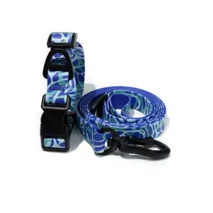 Waterproof UV embossed printing style traction rope set Traction Rope, 4.92 FT  Non-Toxic  Adjustable Length Easy-to-Clean PVC Daily Dog Walking Rainy Days Use