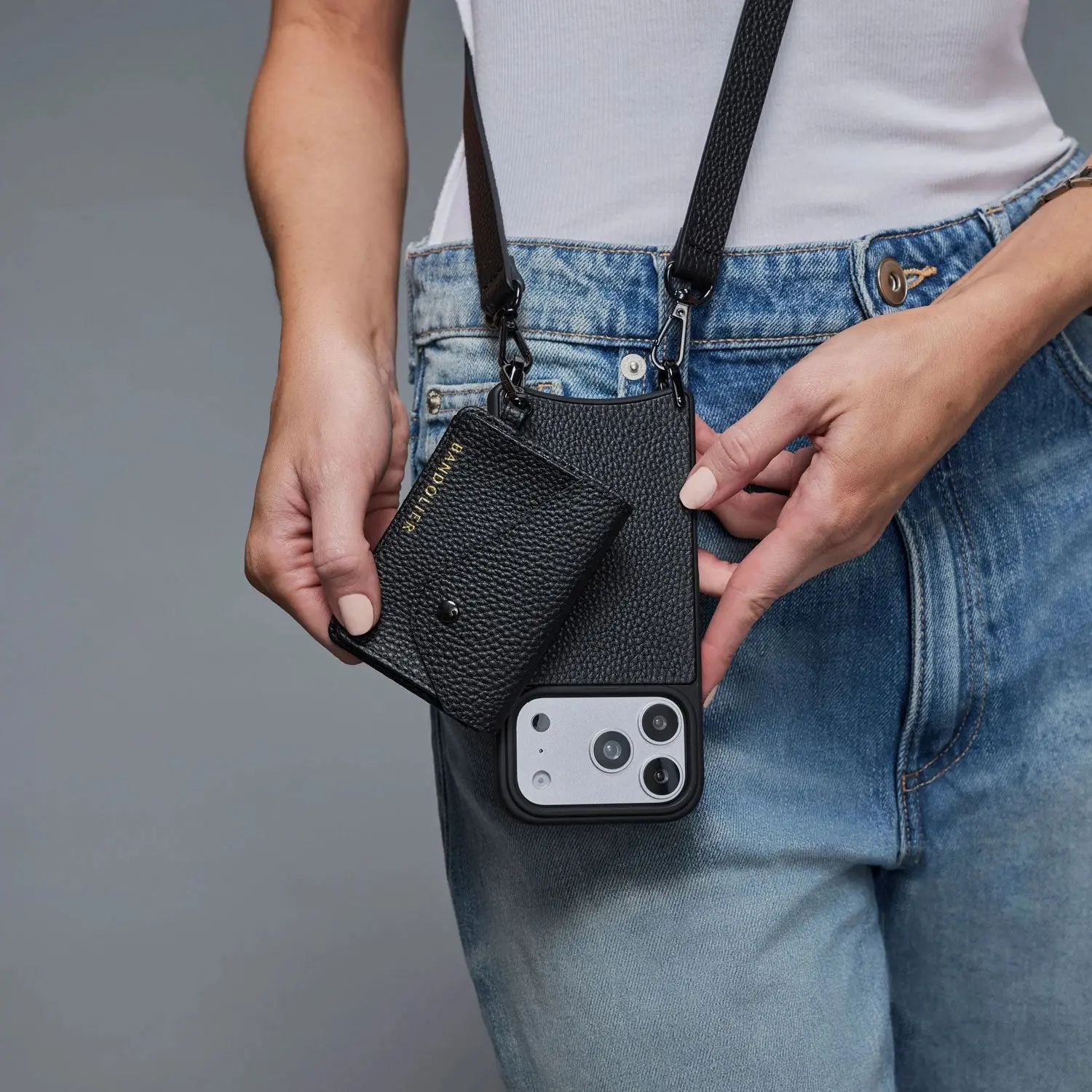 Remi Magnet Wallet Crossbody Phone Case - Black/Pewter