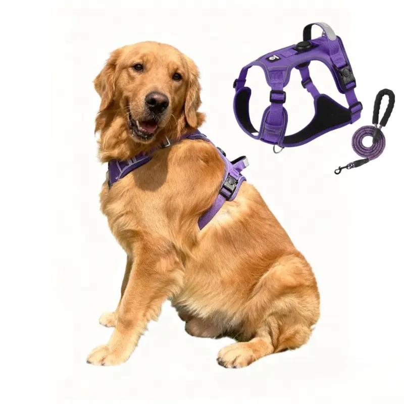 Escape Proof Dog Harness Leash Combo, Leash Included, Anti-Escape Strap, Reflective for Night Visibility, Adjustable Oxford Nylon, Easy-Control Grip, Suitable for Small & Large Dogs, Escape Proof Harness, Hikes