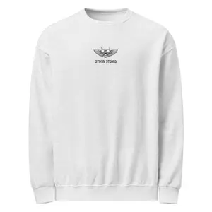 Stix and Stoned Embroidered “Biker Angel” Crew Neck Sweatshirt – Ash Grey