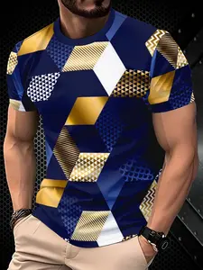 Men's Casual Sports 3D Printed Pattern T-Shirt, Active T Shirts - Athletic Activewear, Vibrant street design, breathable crew neck, regular fit, machine washable summer casual top