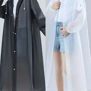 Unisex Long Raincoat, Thick Waterproof Rainproof Hooded Raincoat, Quick-Dry Breathable, Ideal for Cycling Hiking Outdoor Adventures