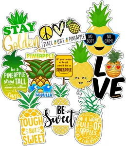 Pineapple Stickers, Ten Vinyl Stickers Supporting Pineapple, Great Pineapple Gift, Decorative Stickers Party Favors