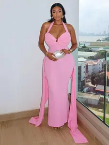 Elegant Backless Bodycon Dress, Formal Sweet All-Over Print Design, Thin Fabric Tight-Fit Long Sleeve Fashion for Women