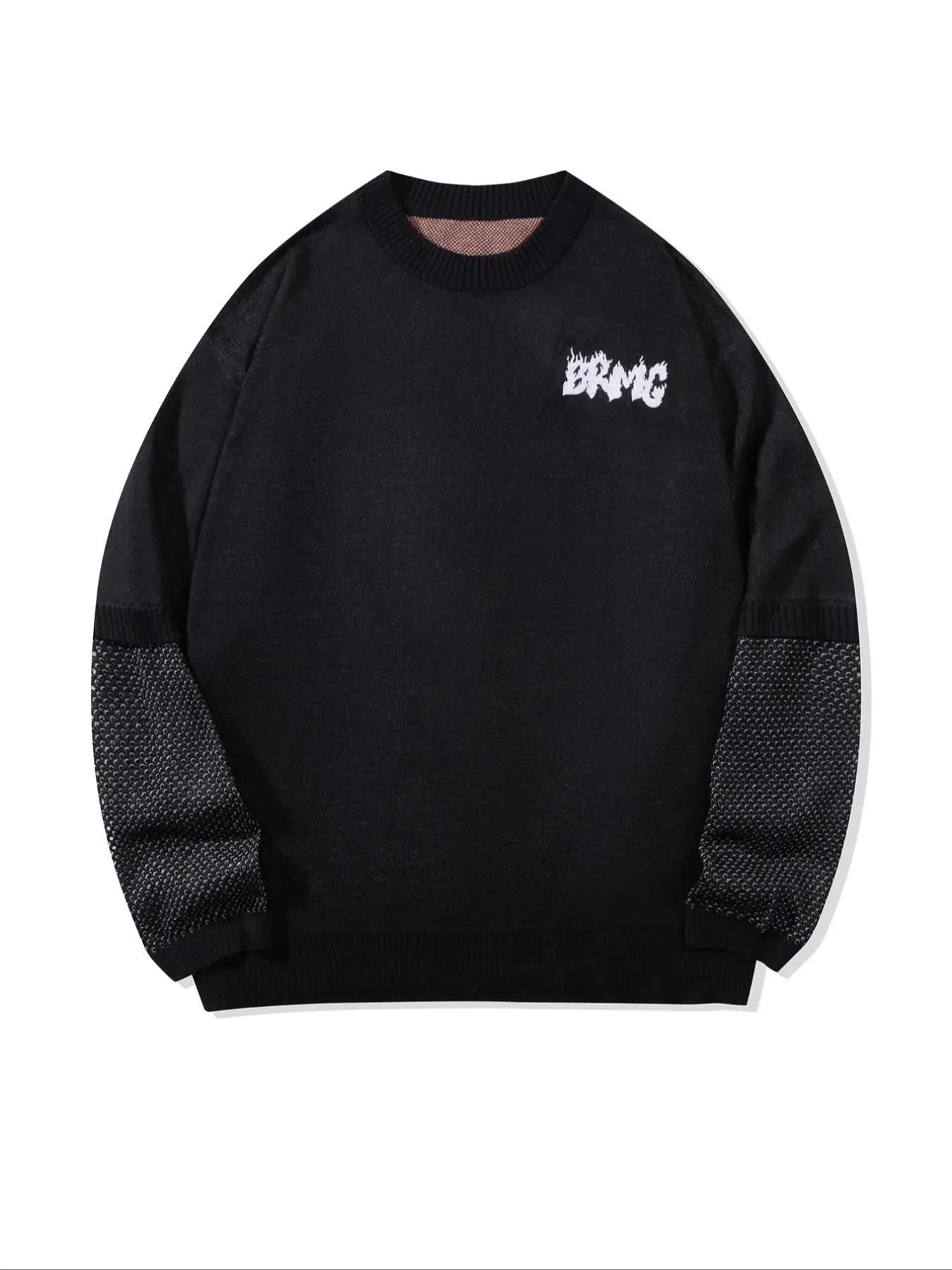 Men's Letter & Cartoon Basketball Print Round Neck Sweater, Loose Casual Long Sleeve 2 IN 1 Jumper for Spring & Fall, Men's Top for Daily Wear