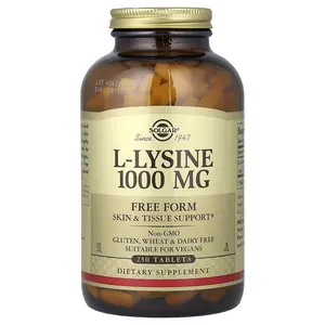 Solgar L-Lysine, Free Form, 1,000 mg, 250 Tablets