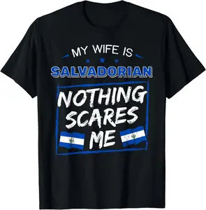 100%cotton My Wife Is Salvadorian El Salvador Salvadoran Roots Flag T-Shirt Menswear Top Vintage Distressed