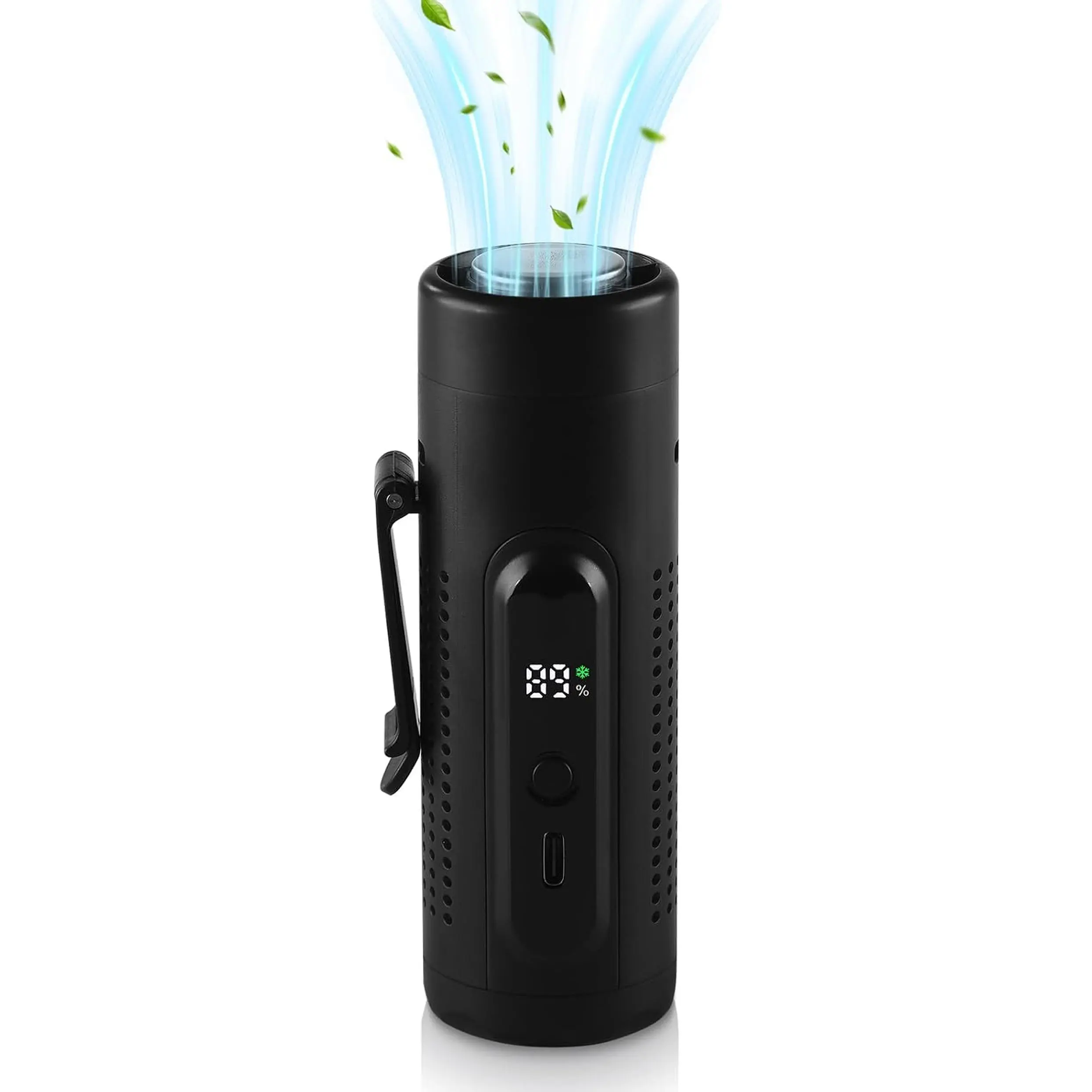 Clip on Handheld Turbo Fan, 5 Speed Ice Cooling Portable Mini Fan, Long Battery LED Display, Portable Pocket Waist Fan for Travel Camping Hiking, Gifts for Men Women Lifgtzyn