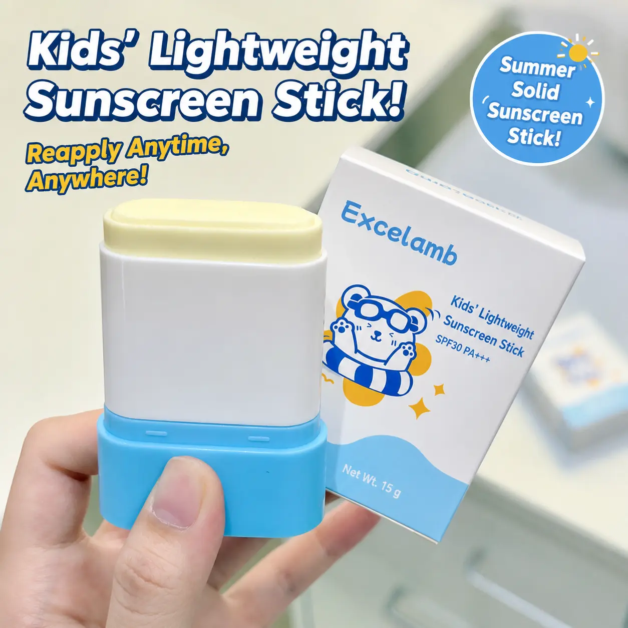 Kids Mineral Sunscreen Stick SPF 40 PA+++, Zinc Oxide Face & Body Care with a Gentle, Hydrating, and Fragrance-Free Formula for Daily Sun Protection