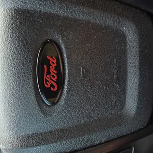 1PCS Compatible with Ford Steering Wheel Emblem Badge, 3D Oval Car Logo Cover Replacement, Self Adhesive Interior Trim Styling Accessory for F-150 Focus Fiesta Fusion Escape Explorer Edge Ranger Mustang Mondeo Kuga Transit Bronco Steering Wheel Center