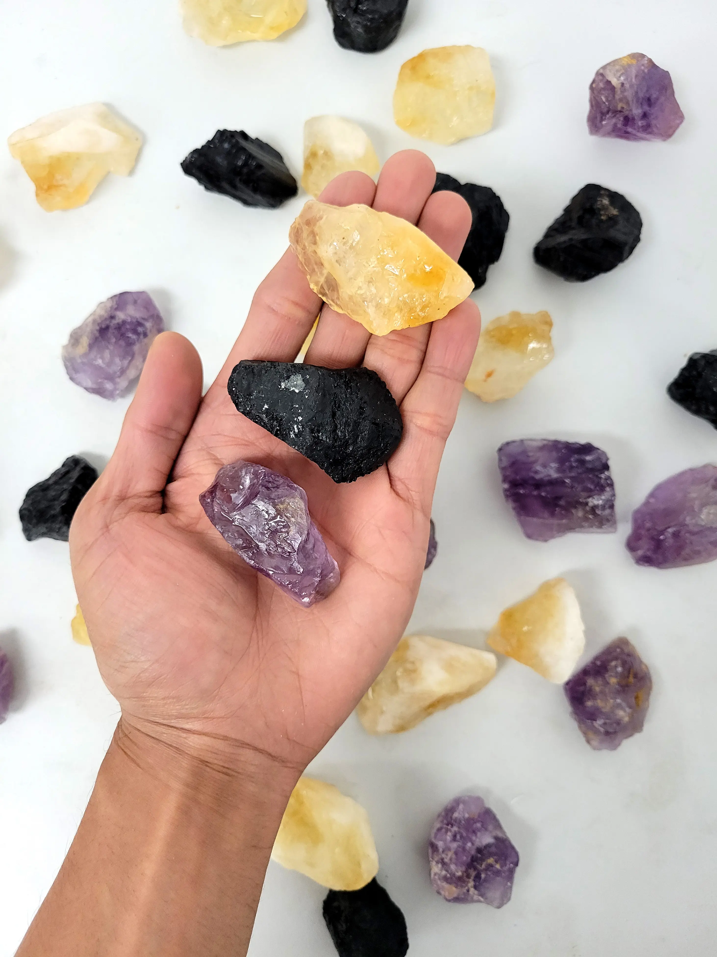 Healing Crystal Trio Set Amethyst, Black Tourmaline & Citrine