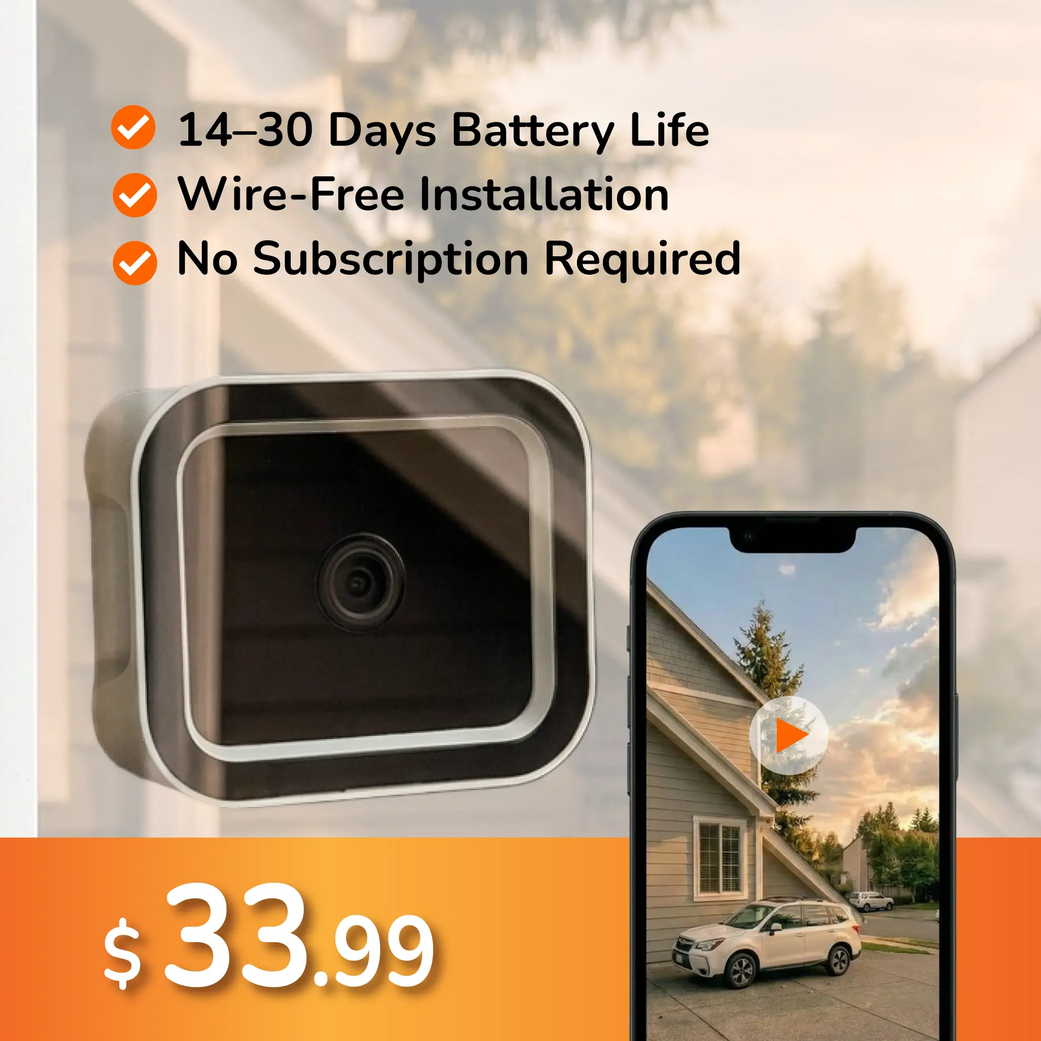 Sensforge Wireless Window Security Camera - Home Security Device with Smart Tech, Cable Remote, Mount Charging Support, Memory Card Compatibility, Connection Function, Manual Control (Popular Summervibe Garden Camera System Component), Cameras