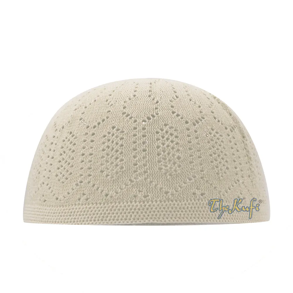Kids Cream-Color Cotton Open-Knit Turkish Islamic Kufi Kofia