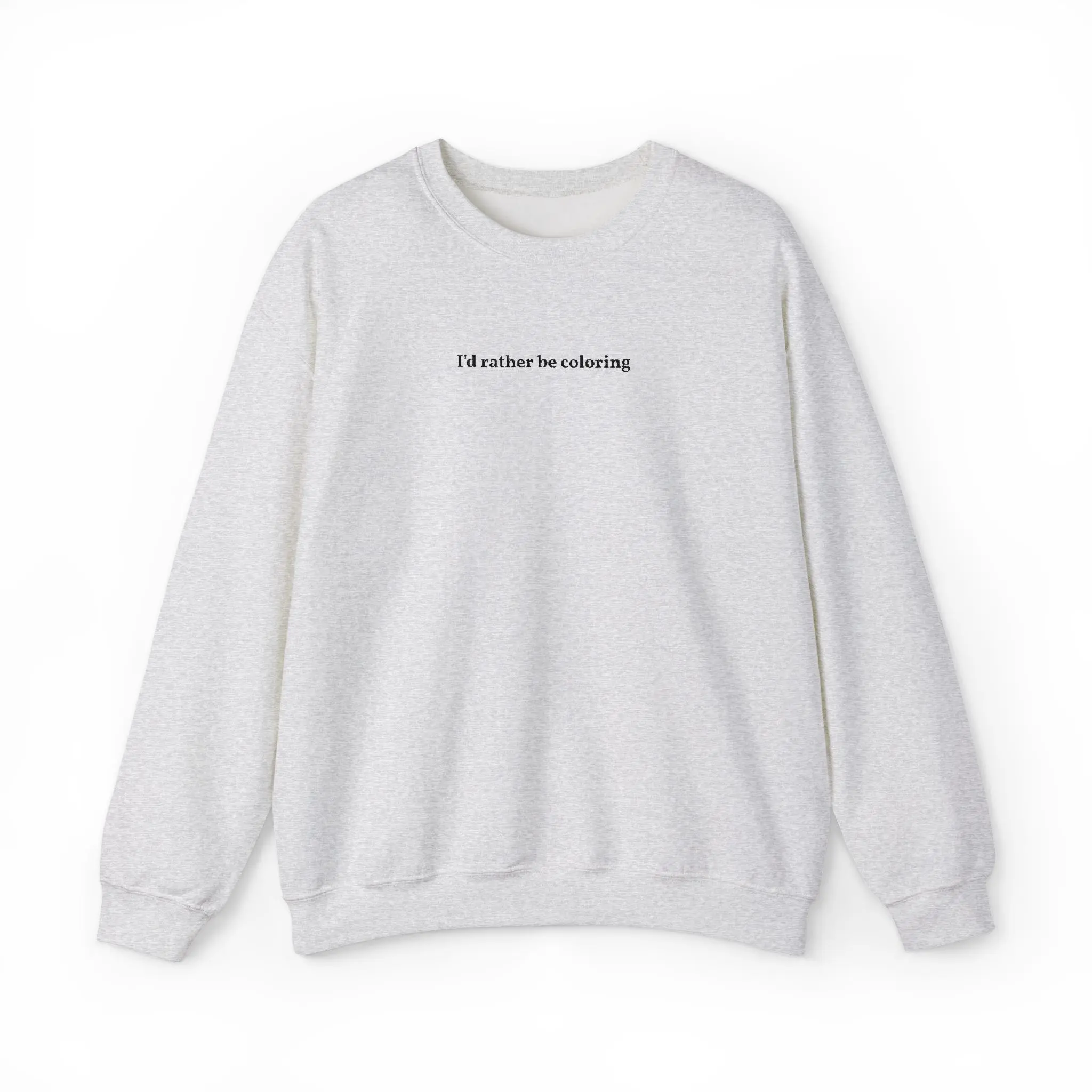 Men's Embroidered Sweatshirt - "I'd Rather Be Coloring" Classic Crewneck, Soft Cotton Blend Long Sleeve Top, Fabric, Longsleeves