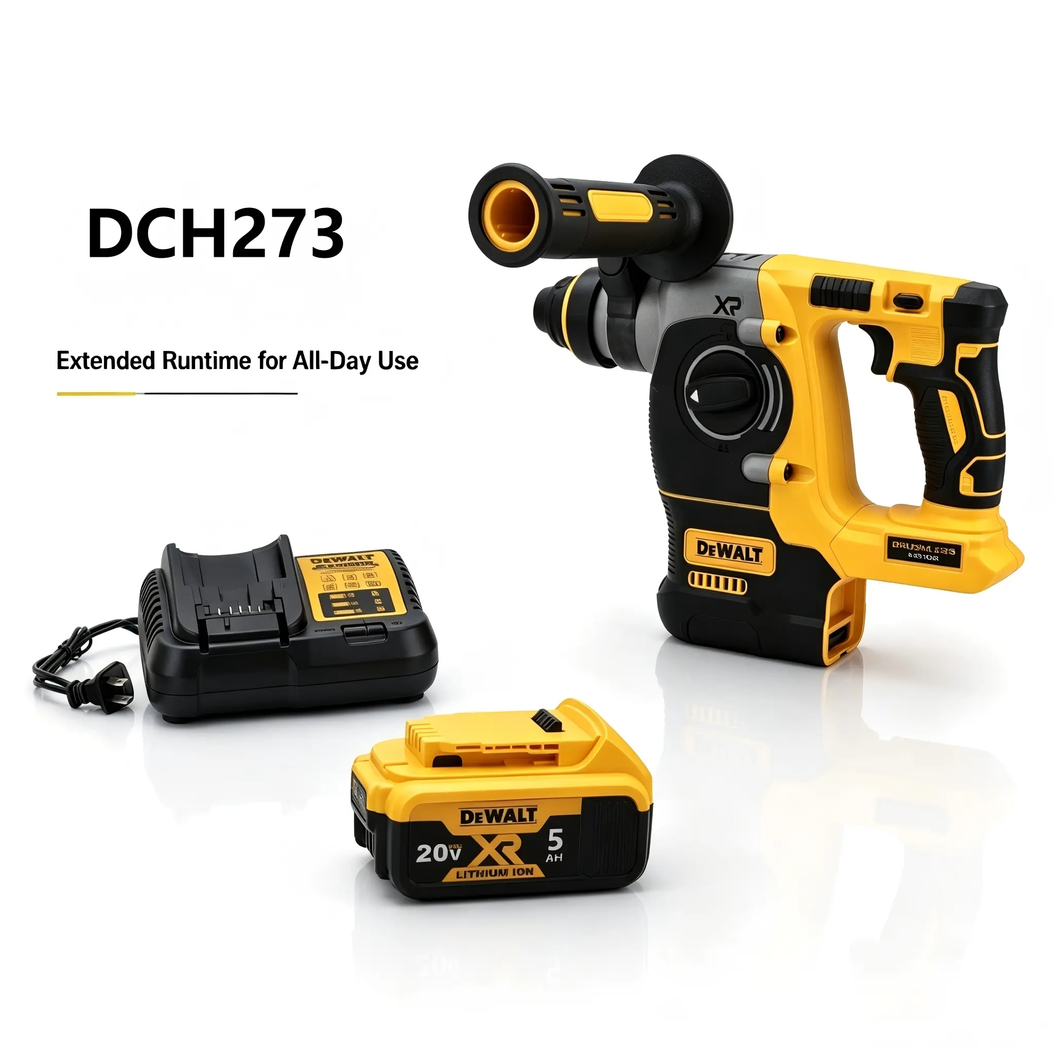 DEWALT DCH273 Brushless Power Tool - Cordless High Torque Rotary Drill with Hammer Mode, 20V Power, Batteries for Heavy-Duty Concrete, Metal Applications
