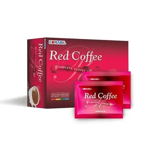 EDMARK Red Coffee Pod - Organic Coffee Blend with Rose Petal Extract, 15g x 20 Sachets, Sugar Free, Instant Beverage for Coffee Lovers
