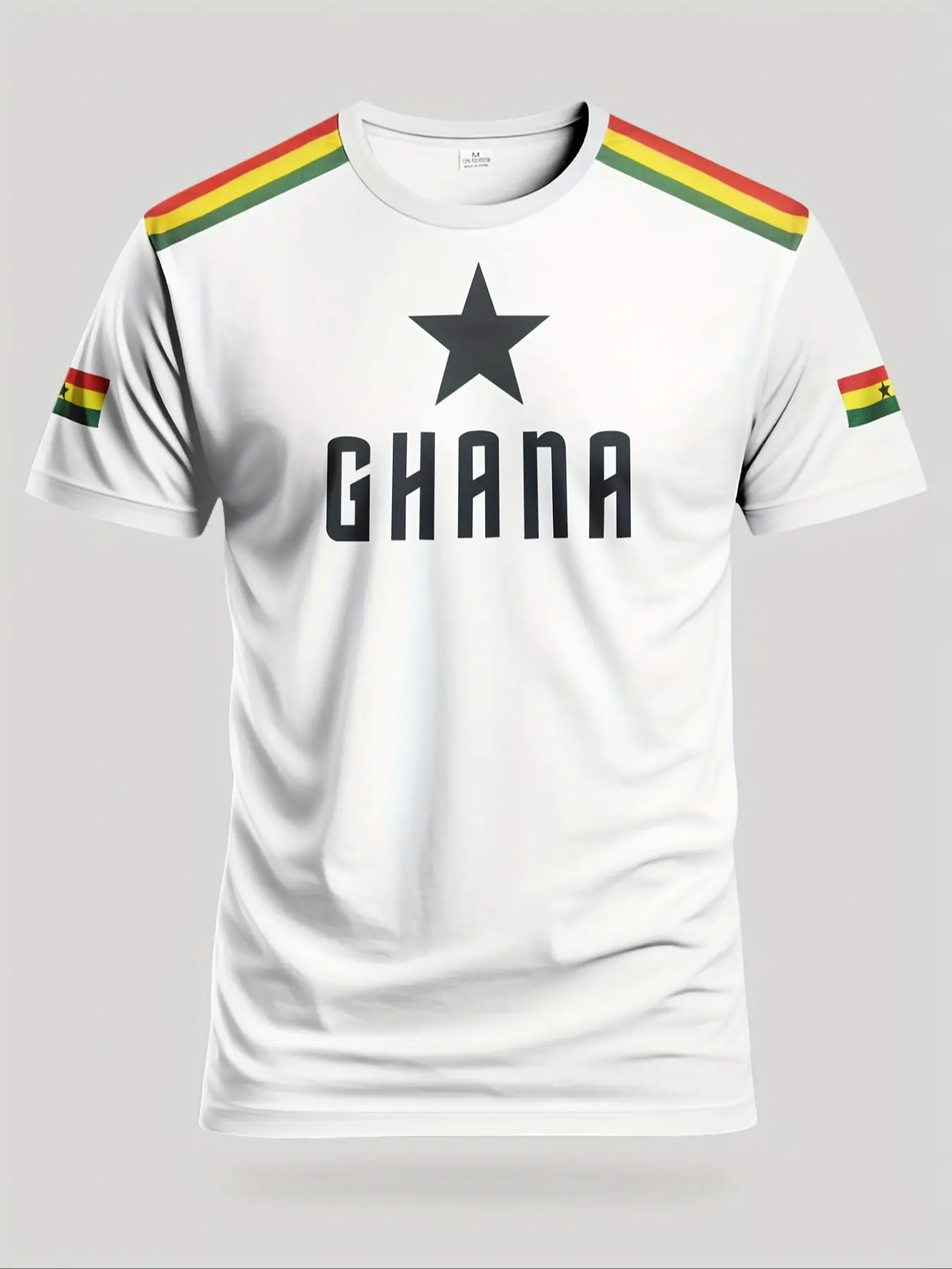 Unisex Ghana Flag Soccer Jersey, Soccer Shirt, Football Jersey, Breathable Moisture-Wicking Fitted Sportswear, Geometric Design, Casual Outdoor Wear, Athletic Training Apparel, Activewear Clothing, Workout Top, Sports Tops