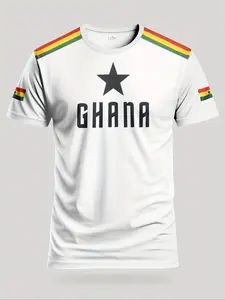 Ghana Flag Unisex Soccer Jersey, Breathable Moisture-Wicking Fitted Sportswear, Geometric Design, Casual Outdoor Wear, Athletic Activewear