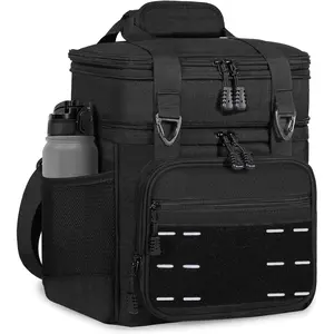 Lunch box cooler bag tactical insulated lunchbox for men large lunch pail lunch kit for adults work outdoor shifts trips black 16l