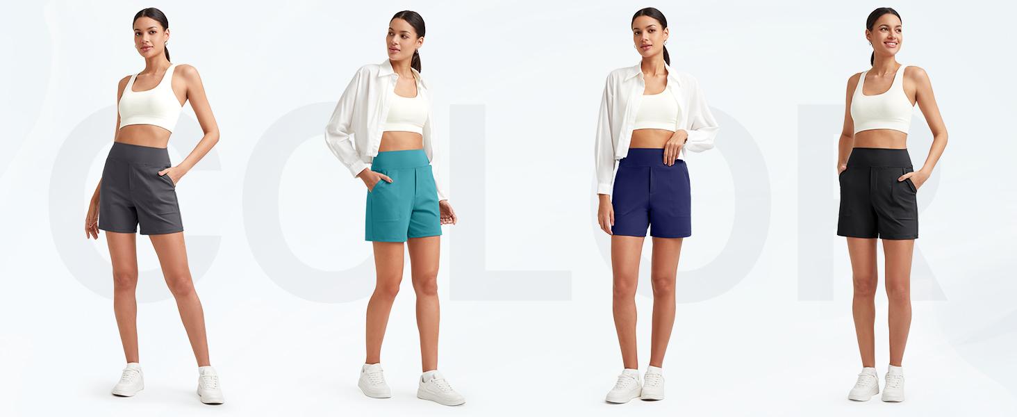 G4Free Women's Athletic Shorts High Waisted Running Yoga Shorts Summer Casual Burmuda Shorts with Pockets Activewear