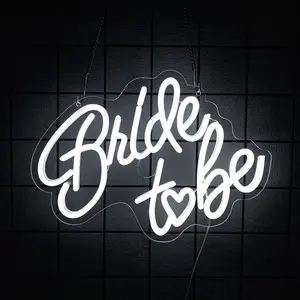 Bride to Be Neon Sign for Bridal Shower Backdrop Bachelorette Engagement Party Supplies Wedding Reception LED Neon Light Bedroom Wall Decor  USB Powered (white)