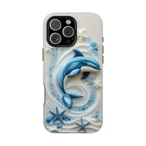Dolphin Phone Case – Ocean Wave 3D Art for iPhone 17 16 15 14 13 12 11 Pro Max Plus & Samsung Galaxy S26 S25 S24 S23 S22 Ultra