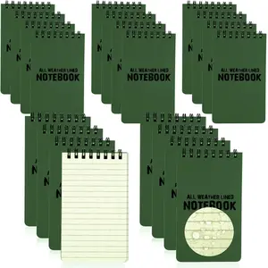 20 Pack Waterproof Notebook All Weather Pocket Size Tactical Notepad Top Spiral Steno Notepads Green Grid Eye Protection Paper for Outdoor Activities Recording 3 x 5 in