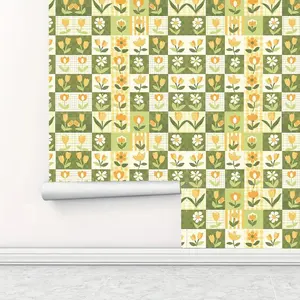 Floral Pattern Wallpaper, 1 Roll Self-adhesive Waterproof Removable Wallpaper, Decorative Wallpaper for Home Living Room Kitchen Bedroom Dormitory