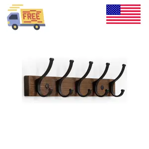 Coat Rack Wall Mount, 16.5 Inches Wood Coat Hooks Wall Mount, Wall Coat Rack