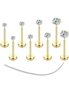 Flat Back Earrings Stud G23 Titanium Threadless Body Piercing Kit - Cartilage Earrings for Women Men - Hypoallergenic Tragus | Conch | Rook | Daith | Medusa | Lip | Labret | Nose Piercings Jewelry